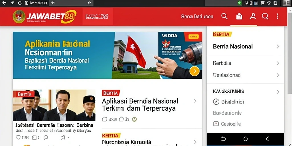 Tampilan antarmuka JAWABET88 menyajikan berita nasional dengan jelas.