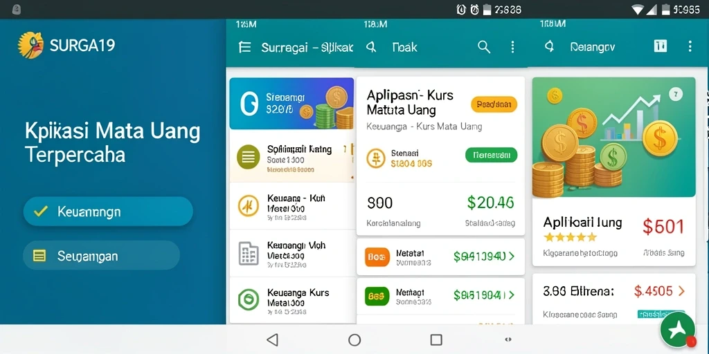 Tampilan antarmuka utama SURGA19 yang menampilkan kurs mata uang.